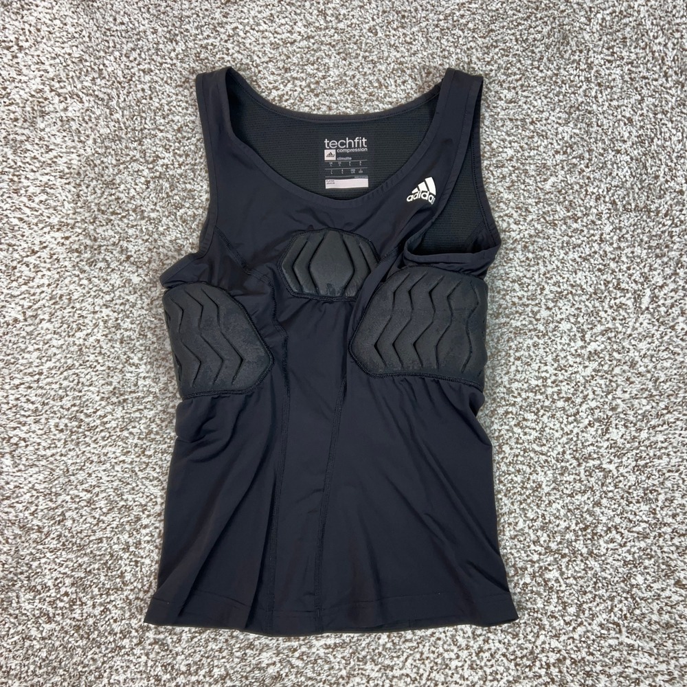 Adidas Tank Top Mens Large Black Techfit Padded Compression Basketball Climalite